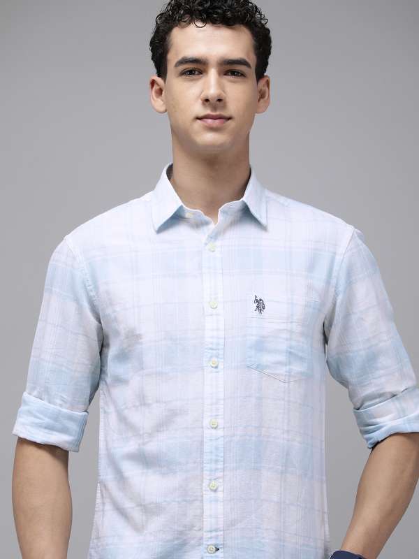 Buy U.S. Polo Assn. Cross Dyed Linen Solid Shirt 