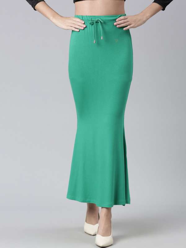 Lime green plain saree shapewear - G3-WSP00037 