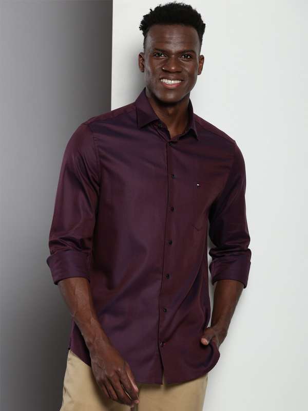 Tommy hilfiger maroon shirt cheap