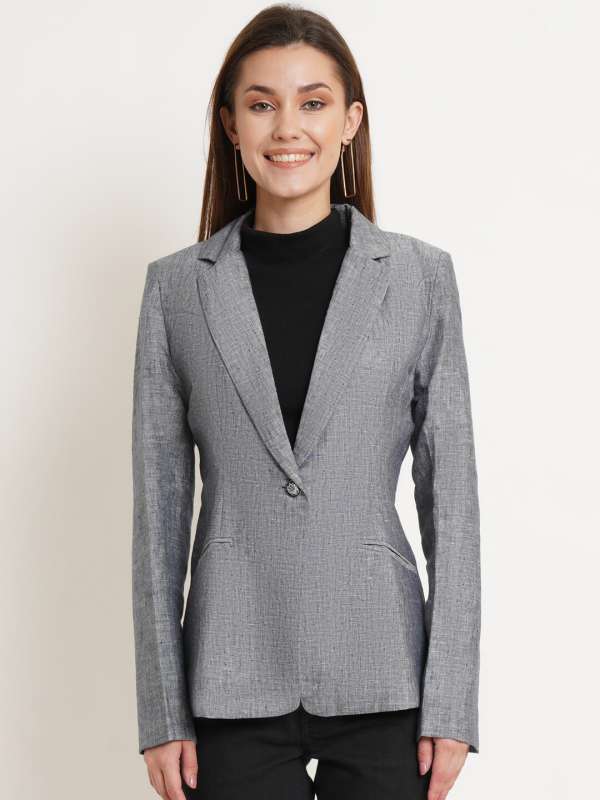 Grey long blazer womens new arrivals