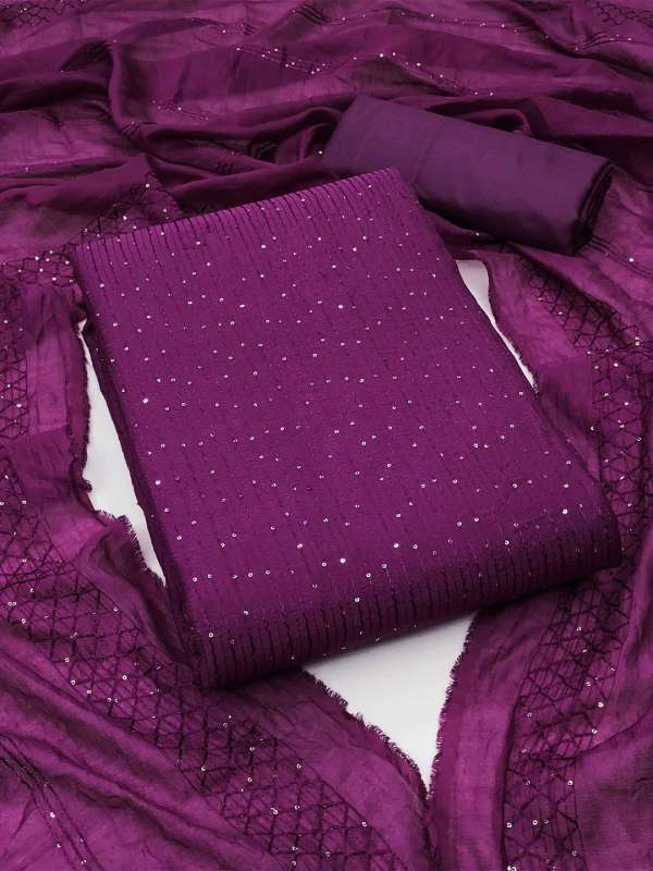 Purple Embroidered Dress Material Buy Purple Embroidered Dress Material online in India