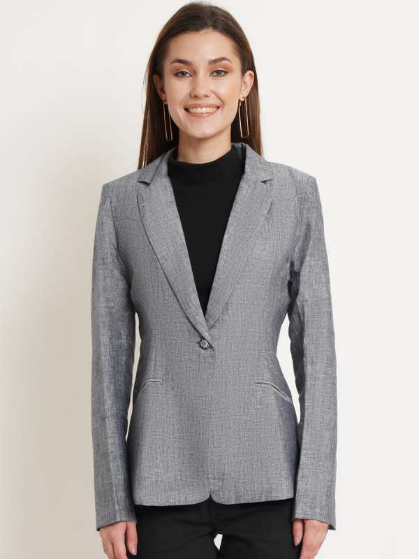 Charcoal blazer womens top