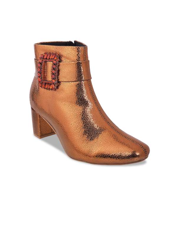 Gold Flat Boots Buy Gold Flat Boots online in India
