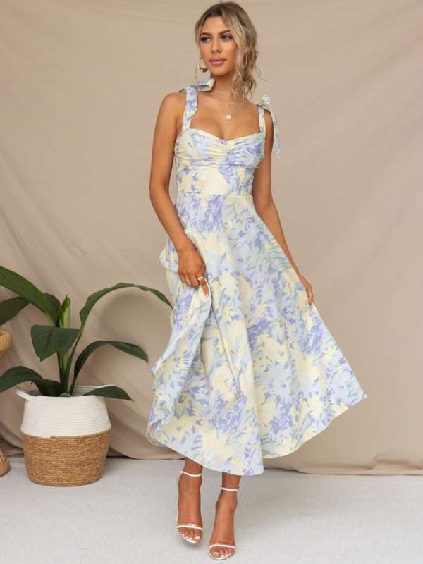 Floral Print Chiffon Ankle Length White Maxi Dress at Rs 1800/piece, Chiffon Dress in Hyderabad