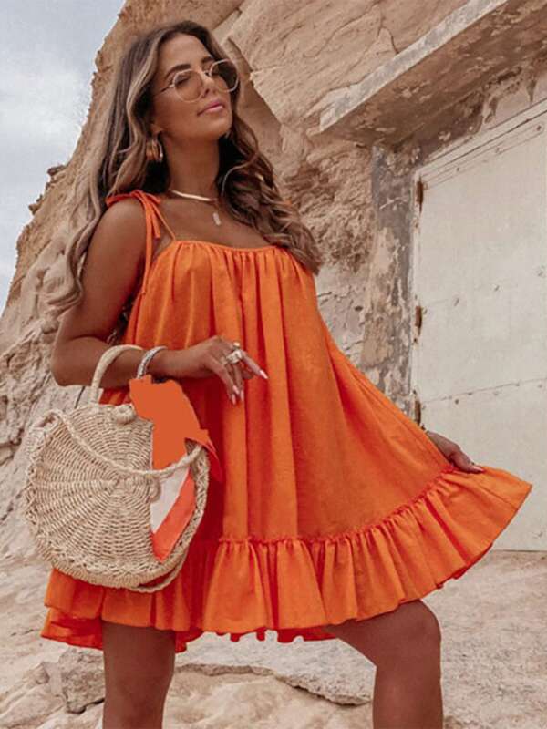 Orange cover shop up dress