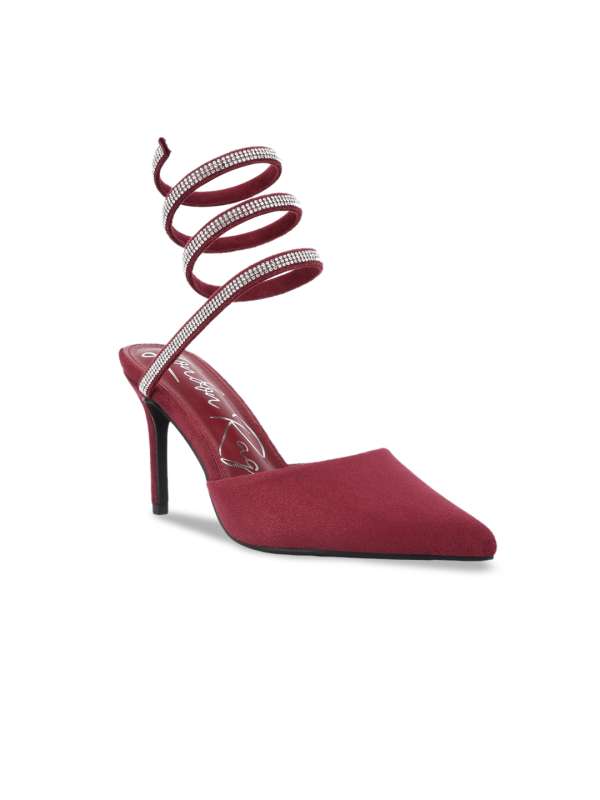 Burgundy sales strap heels