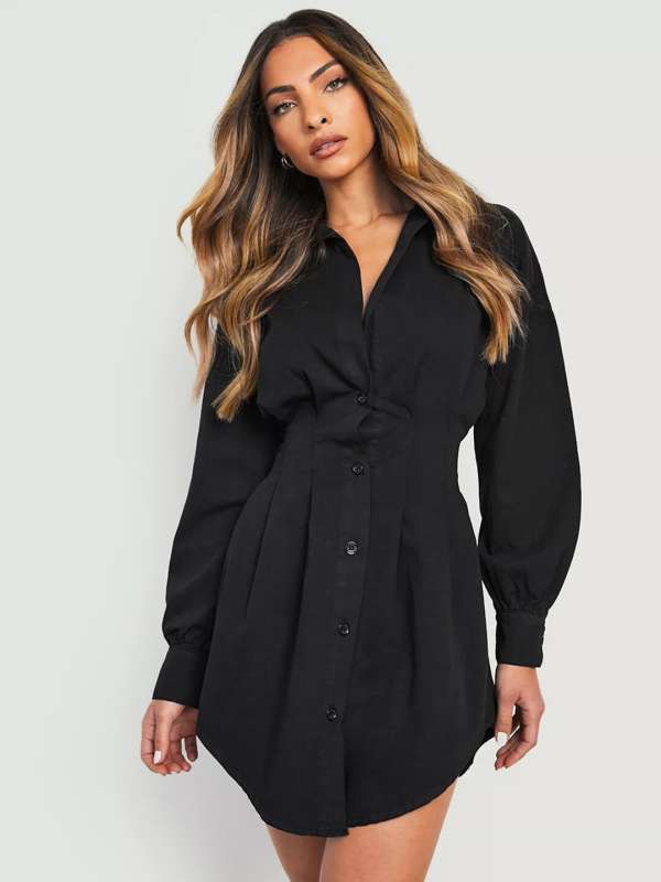 Black shirt dress for women new arrivals