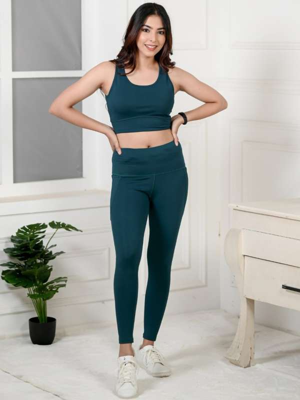 Buy CLOVIA Green Comfort-Fit High Waist Flared Yoga Pants in Olive
