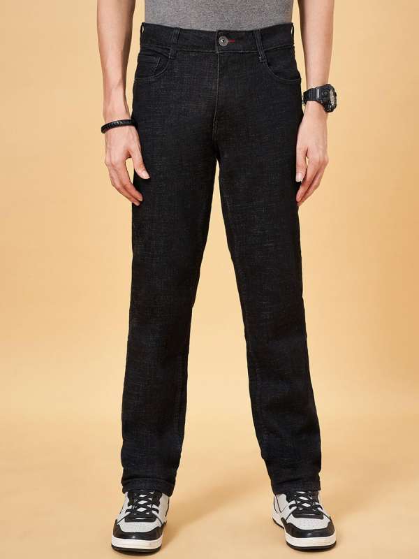 Men's Fashion Distressed Ripped Jeans Moto Black Denim PaFJKs Slim