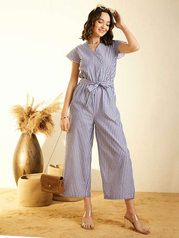 Horizontal sale striped jumpsuit