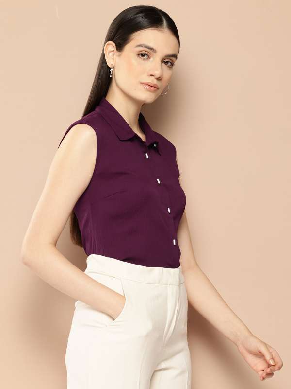 Sleeveless dress shirt womens clearance