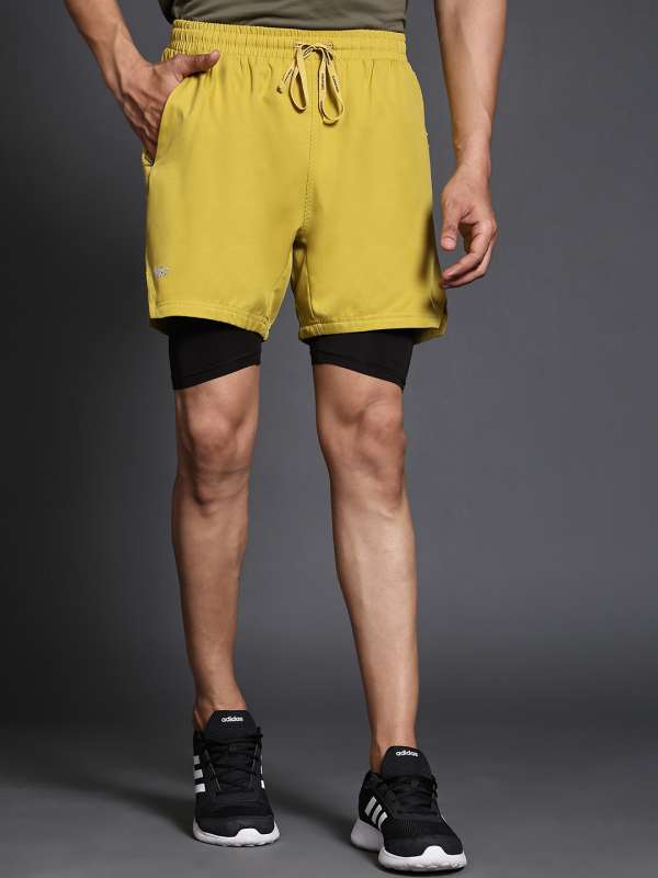 Mens yellow gym shorts sales