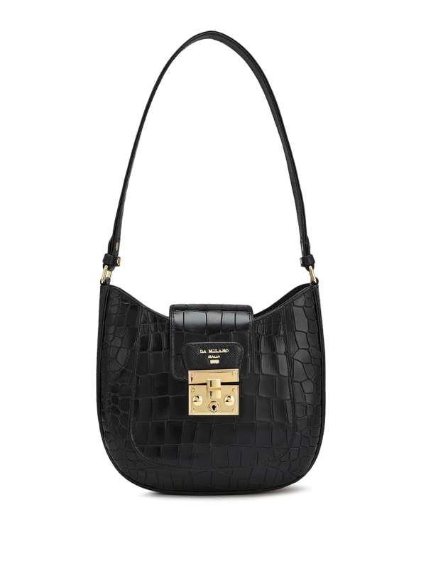 Da Milano Black Leather Hobo Bag Buy Da Milano Black Leather Hobo Bag online in India