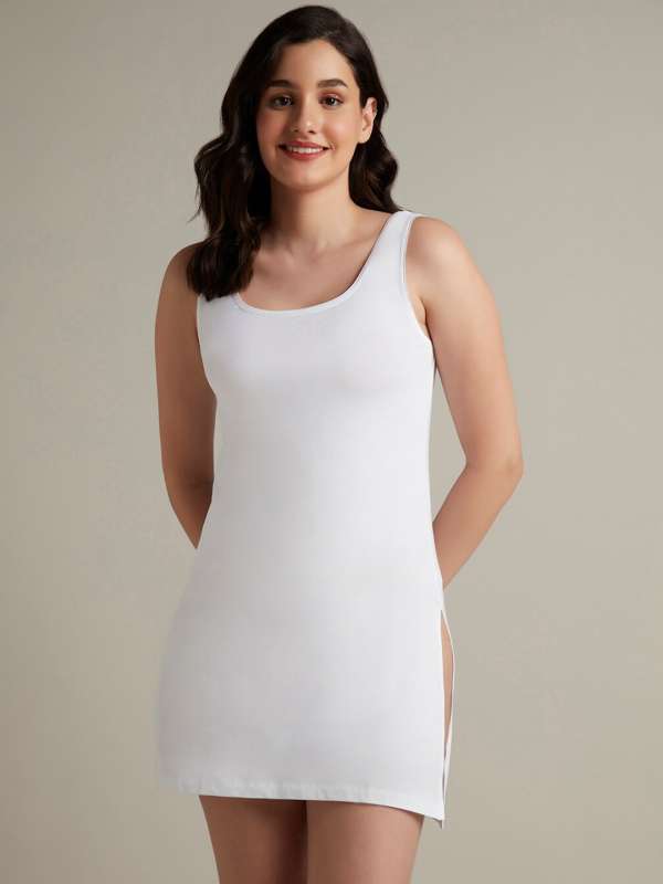 Long white slip for under dress top