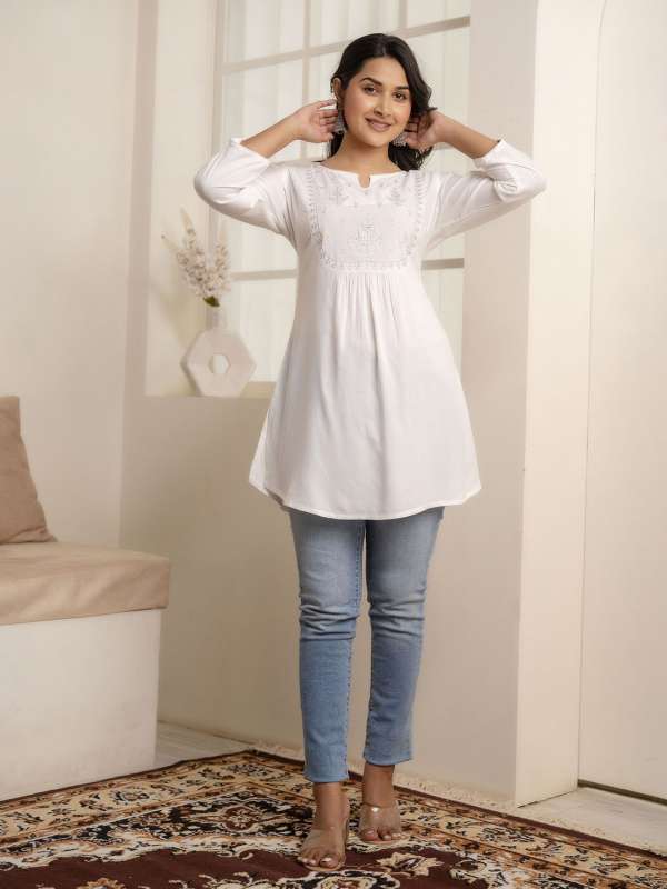 White Half Leggings Kurtis Buy White Half Leggings Kurtis online in India