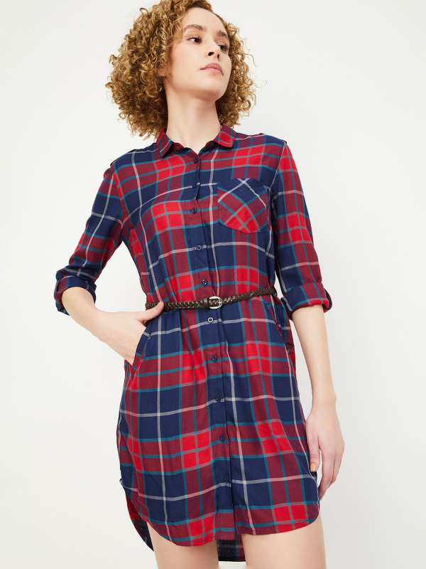 Red Checked Shirts Dresses Buy Red Checked Shirts Dresses online in India