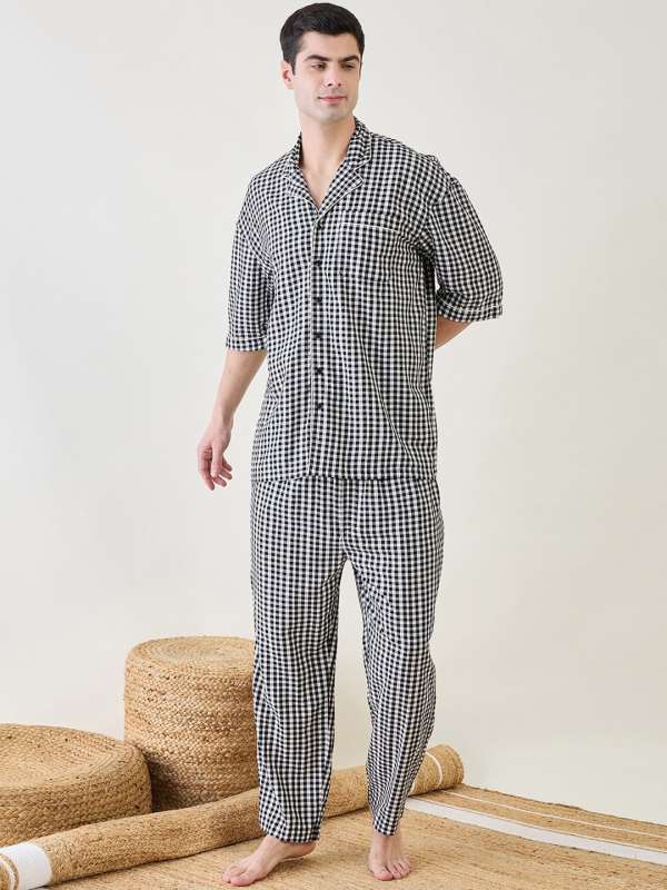 Checkered night suit deals