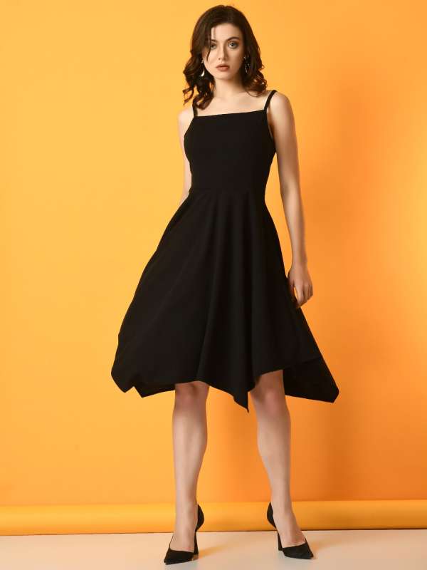 Black sleeveless dress knee length shop