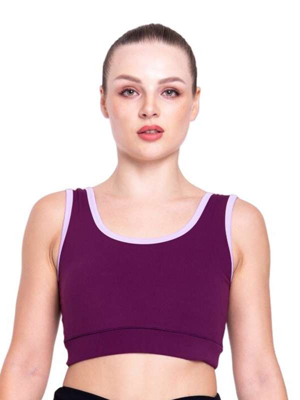 Buy Athlisis Purple Non-Wired Removable Padding Sports Bra online