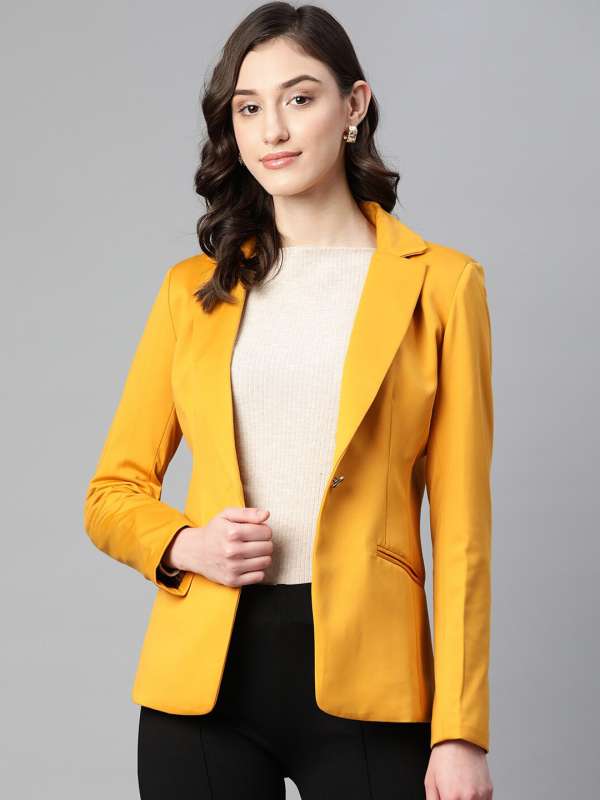 Yellow blazer women sales