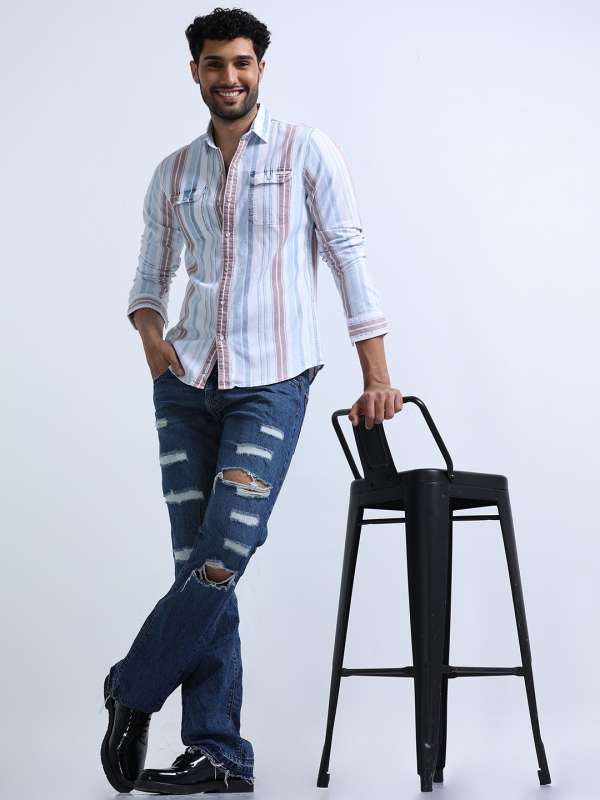White t shirt denim shirt 2025
