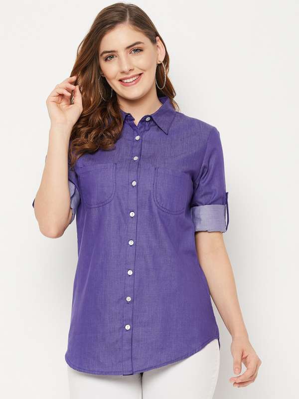 Women Purple Jeans Shirts Buy Women Purple Jeans Shirts online in India