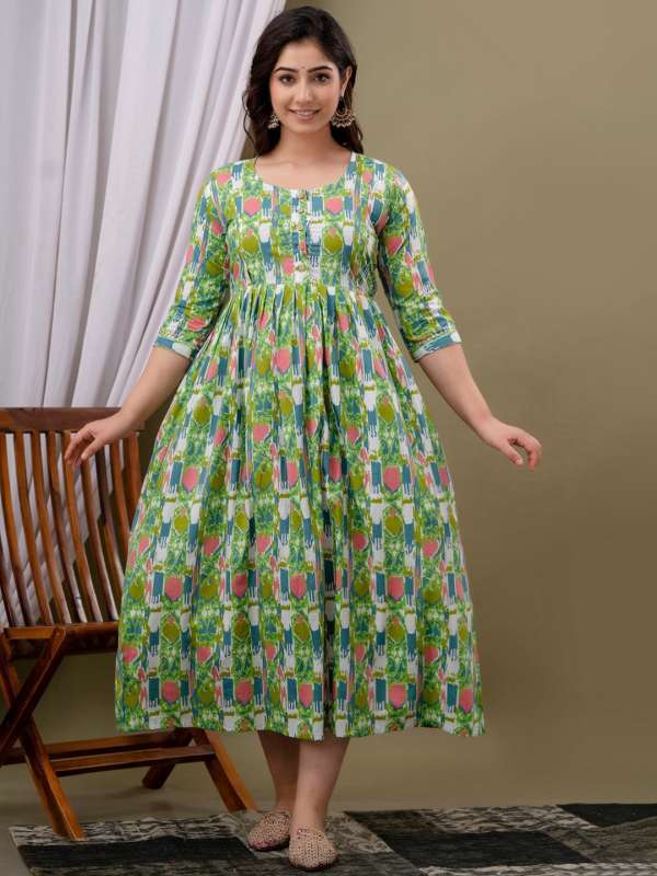 Cotton anarkali deals neck designs