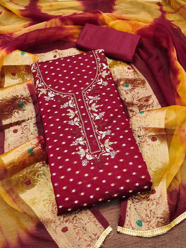 Red dress material online sale
