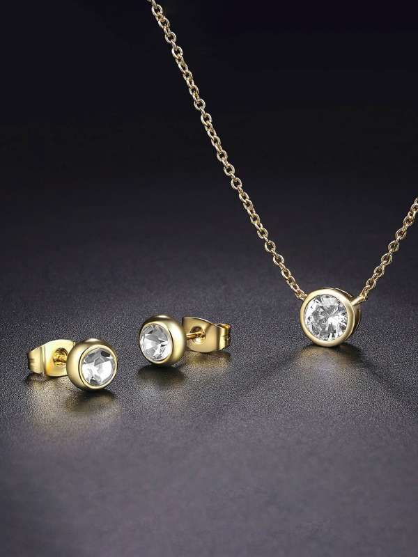 Gold Necklace Jewellery Set Earring And Pendant Buy Gold Necklace Jewellery Set Earring And Pendant online in India