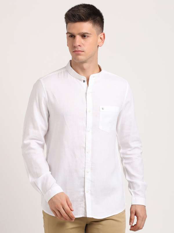 White mandarin top collar shirt