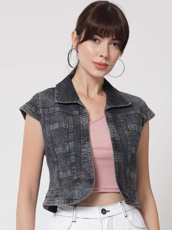 Denim shrug top