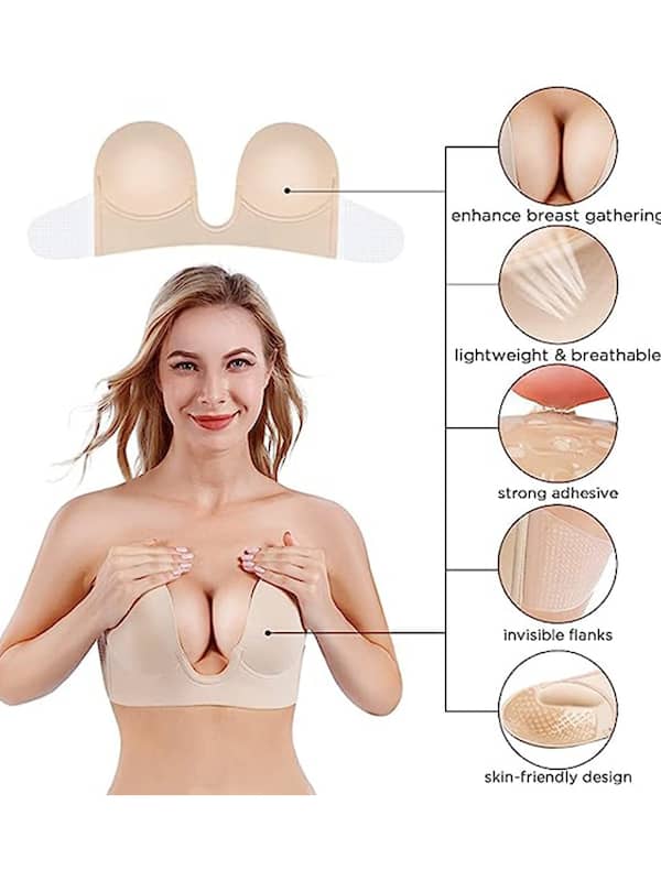 Buy Clovia Nude Coloured Backless Front Open Slicone Bra