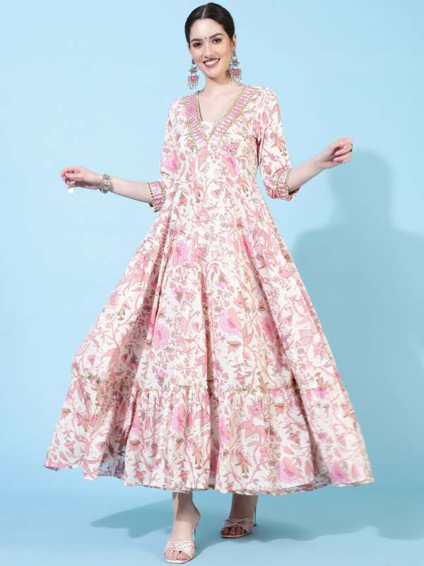 Myntra white anarkali deals