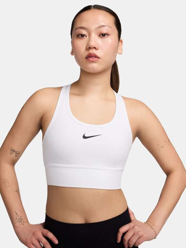 Nike Swoosh Women's Medium Impact Padded Sports Bra White Size S for sale  online