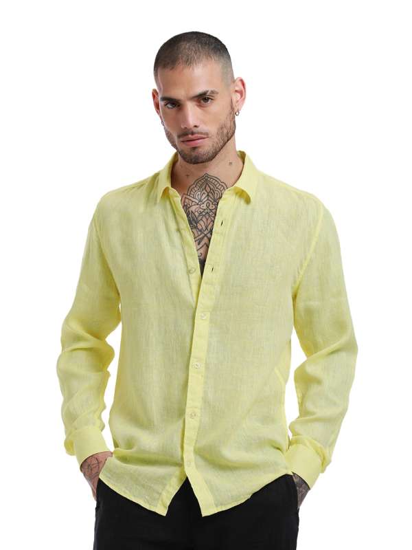 Yellow Linen Shirts Buy Yellow Linen Shirts online in India