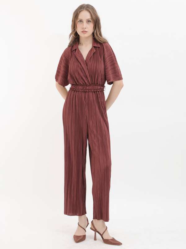 Striped shop jumpsuit myntra