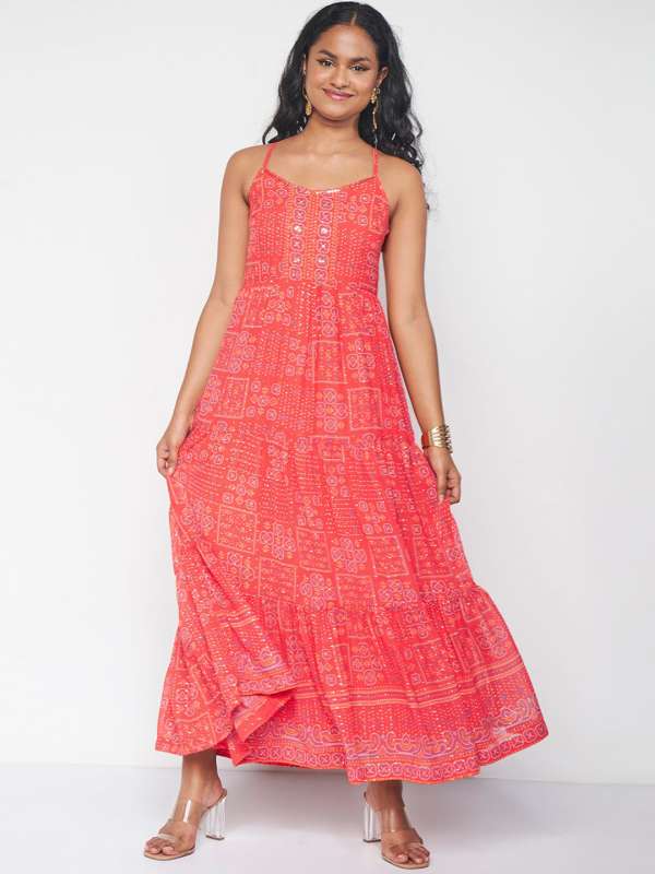 Orange Women Maxi Dresses Global Desi Buy Orange Women Maxi Dresses Global Desi online in India