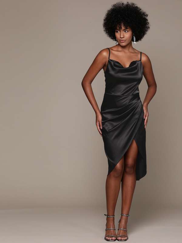 Long black slip dress discount
