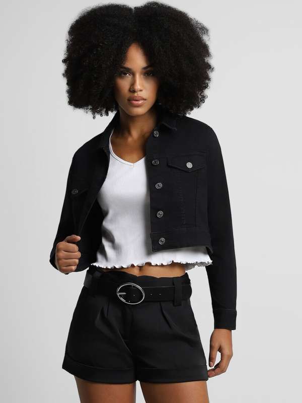 Forever 21 denim jacket black new arrivals