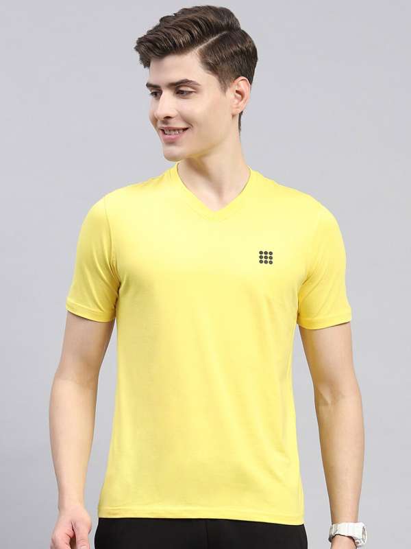 Yellow v neck t shirt sale