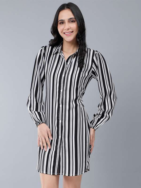 Black And White Striped Shirt Dresses Buy Black And White Striped Shirt Dresses online in India