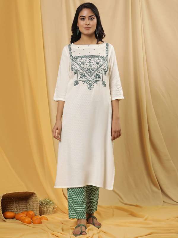 W Plain White Kurta Buy W Plain White Kurta online in India