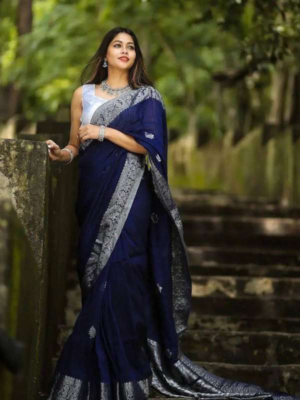 Navy Blue Saree Buy Trendy Navy Blue Saree Online in India Myntra