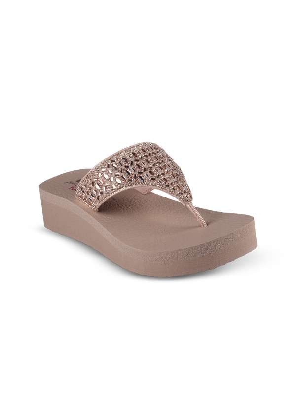 Skechers flip flops rose gold on sale