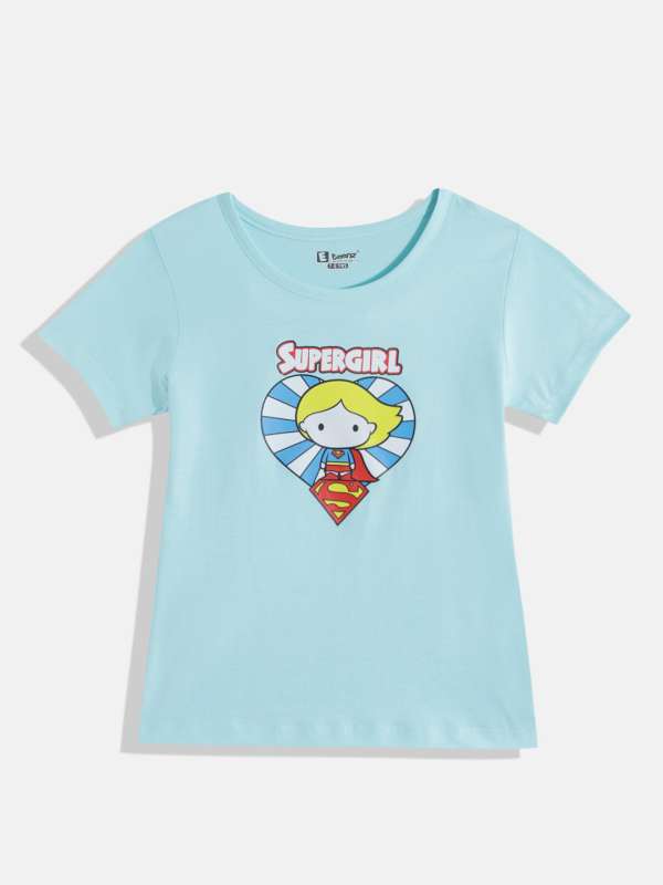 Supergirl Blue Printed Round Neck Tshirt Buy Supergirl Blue Printed Round Neck Tshirt online in India