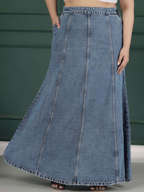Plus size long denim skirts in india online