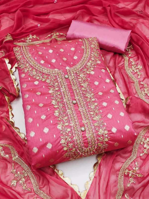 Pink dress material online on sale