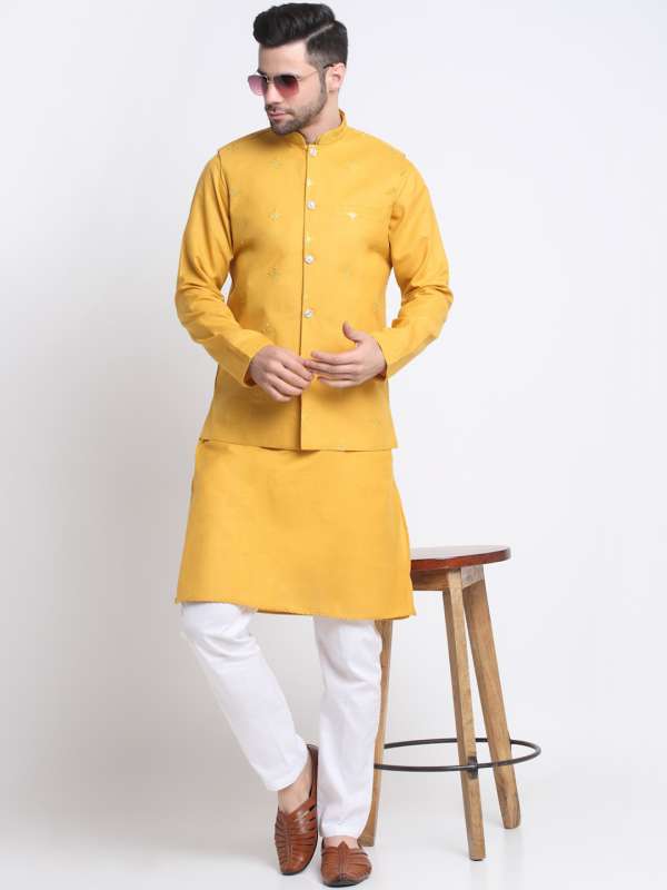 Men Yellow Kurtas Kurta Pyjama Buy Men Yellow Kurtas Kurta Pyjama online in India