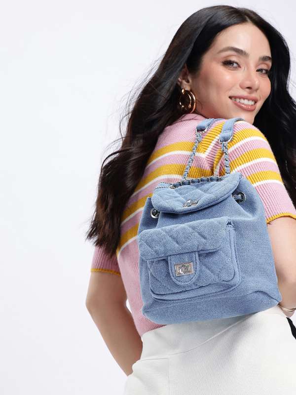 Denim backpacks online clearance
