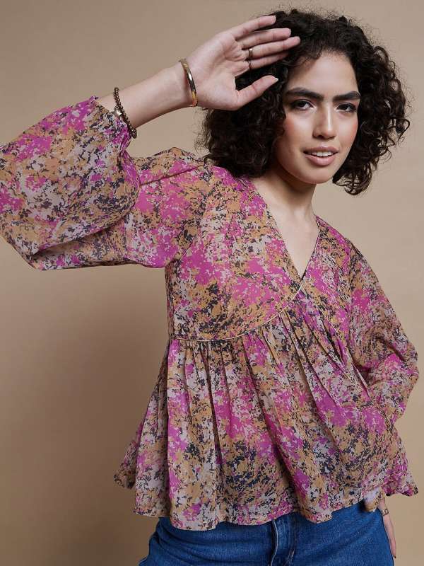 Pink casual tops hotsell